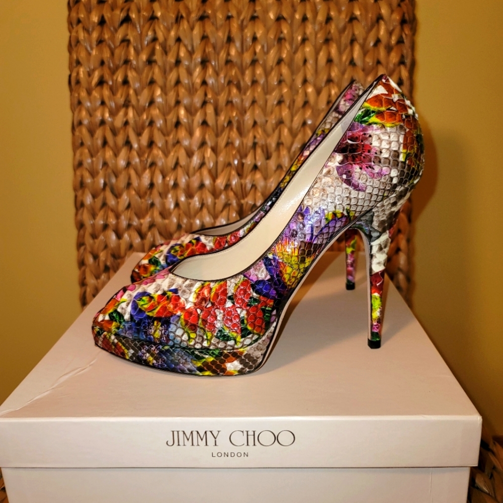 Jimmy Choo Floral Print Python - Picture 3 of 9